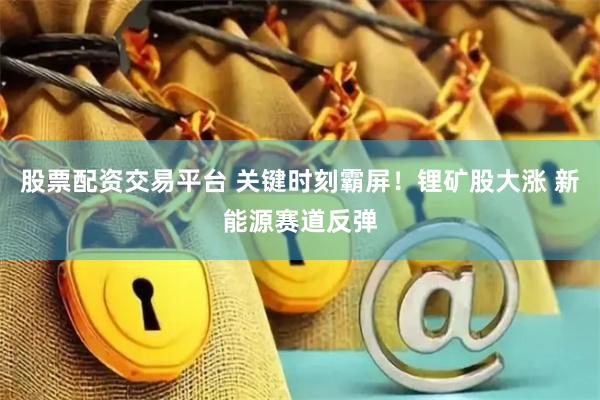 股票配资交易平台 关键时刻霸屏！锂矿股大涨 新能源赛道反弹